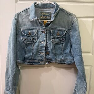 Y2K Blue Denim Cropped JeanJacket Size Large